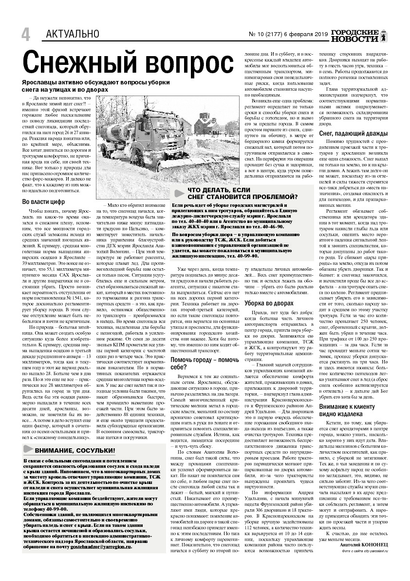 Выпуск газеты № 10 (2177) от 06.02.2019, страница 4.