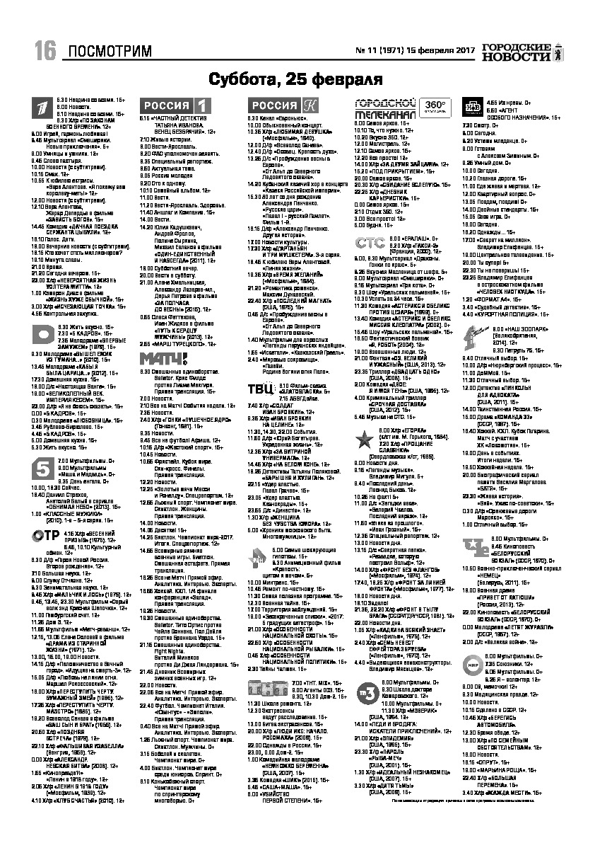 Выпуск газеты № 11 (1971) от 15.02.2017, страница 16.