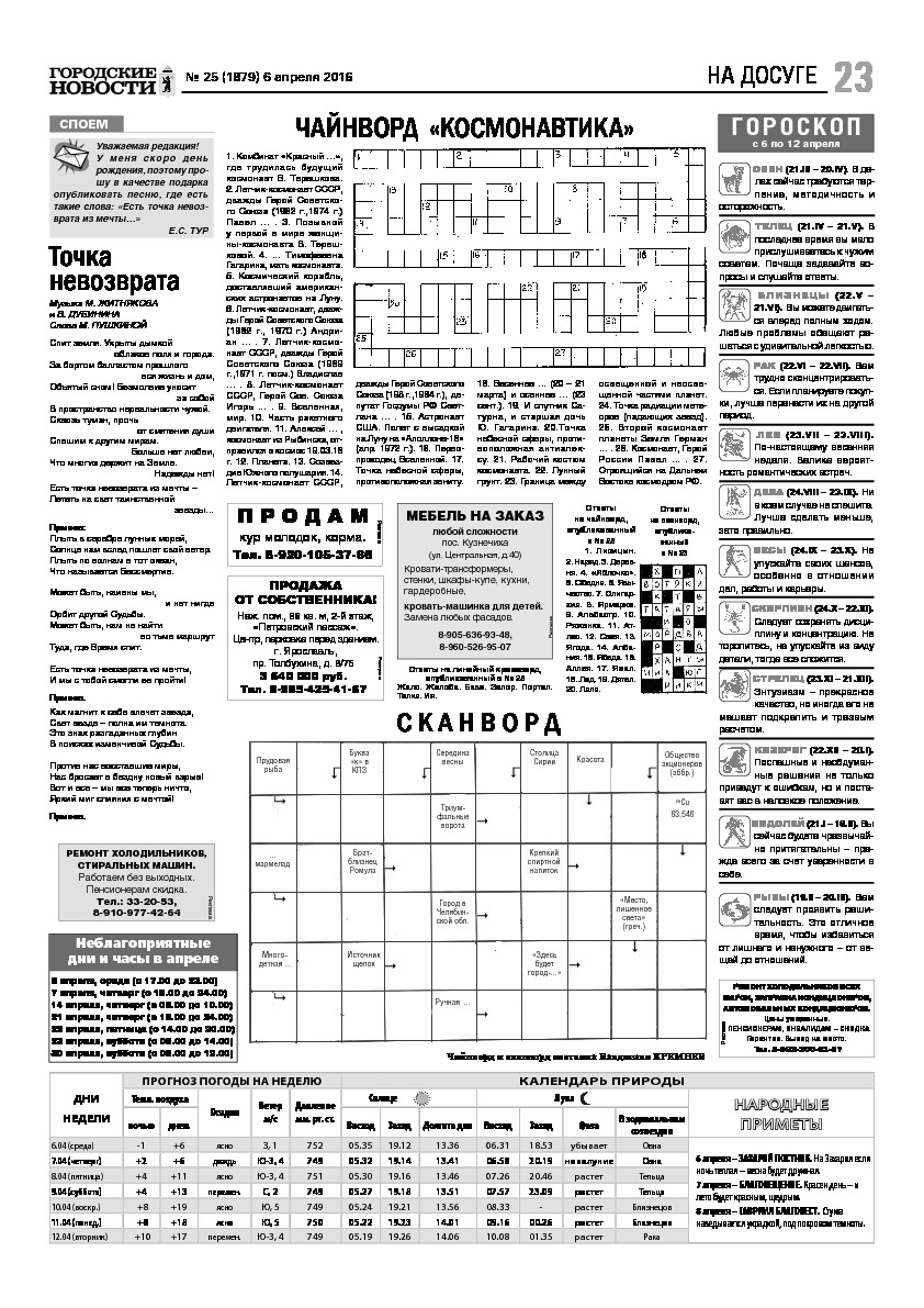 Выпуск газеты № 25 (1879) от 06.04.2016, страница 23.