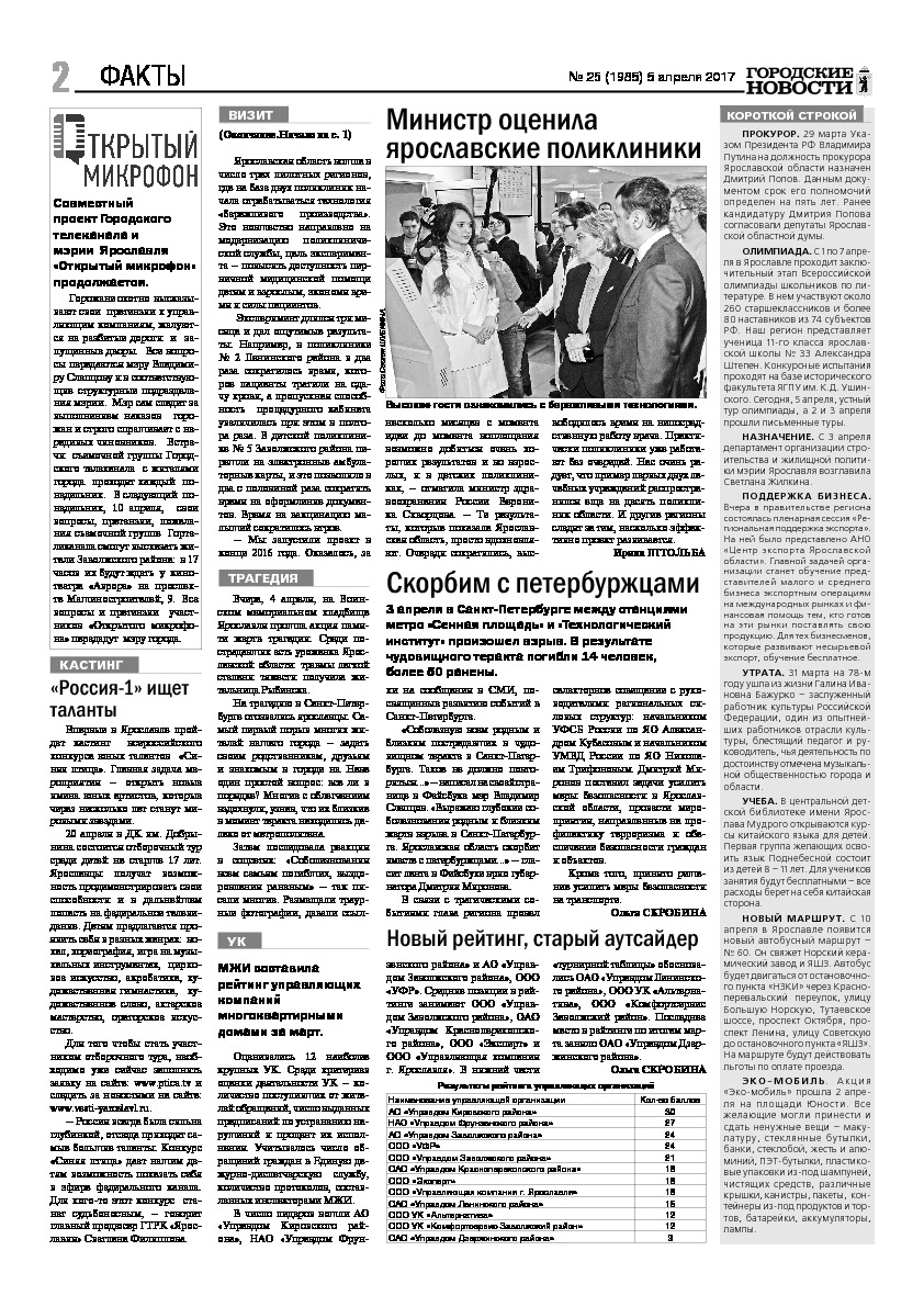 Выпуск газеты № 25 (1985) от 05.04.2017, страница 2.