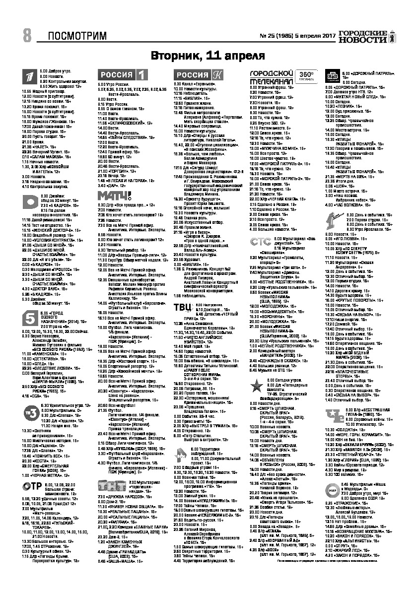 Выпуск газеты № 25 (1985) от 05.04.2017, страница 8.