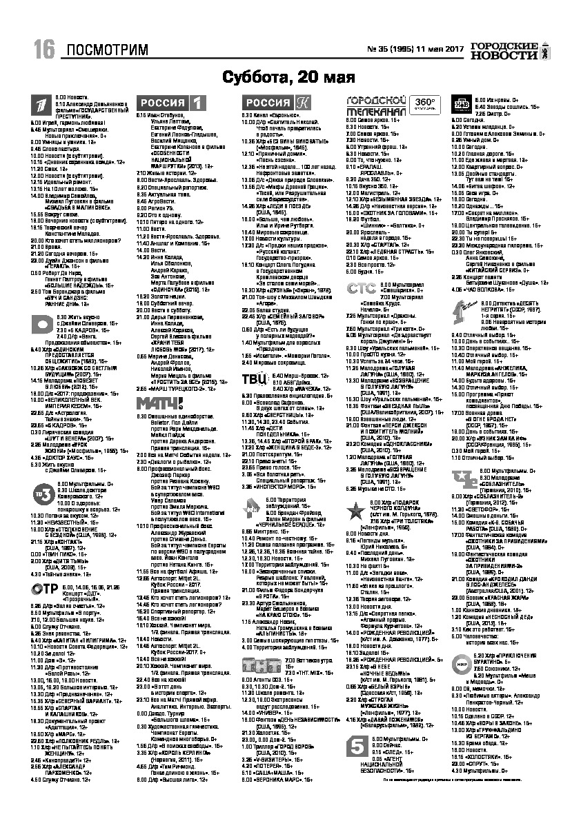 Выпуск газеты № 35 (1995) от 11.05.2017, страница 16.