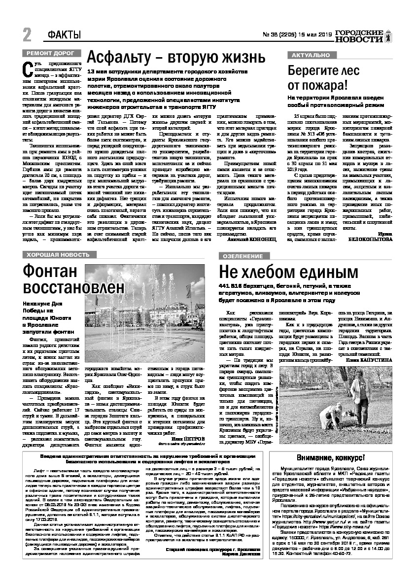 Выпуск газеты № 38 (2205) от 15.05.2019, страница 2.