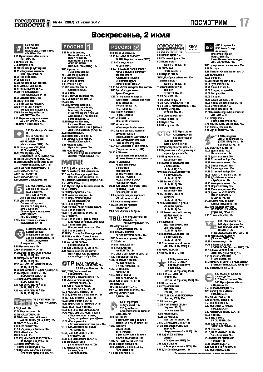 Выпуск газеты № 47 (2007) от 21.06.2017, страница 17.