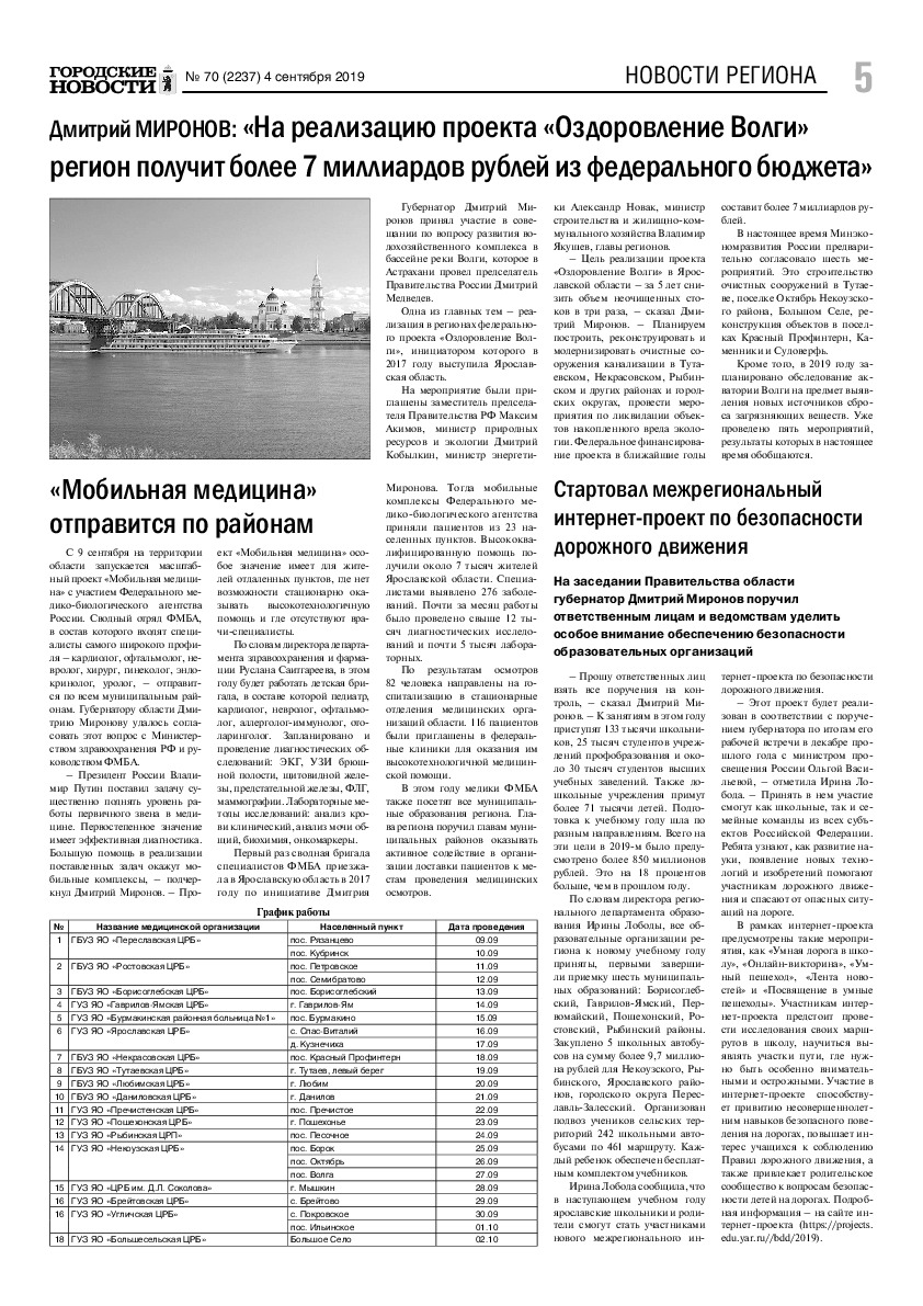 Выпуск газеты № 70 (2237) от 04.09.2019, страница 5.