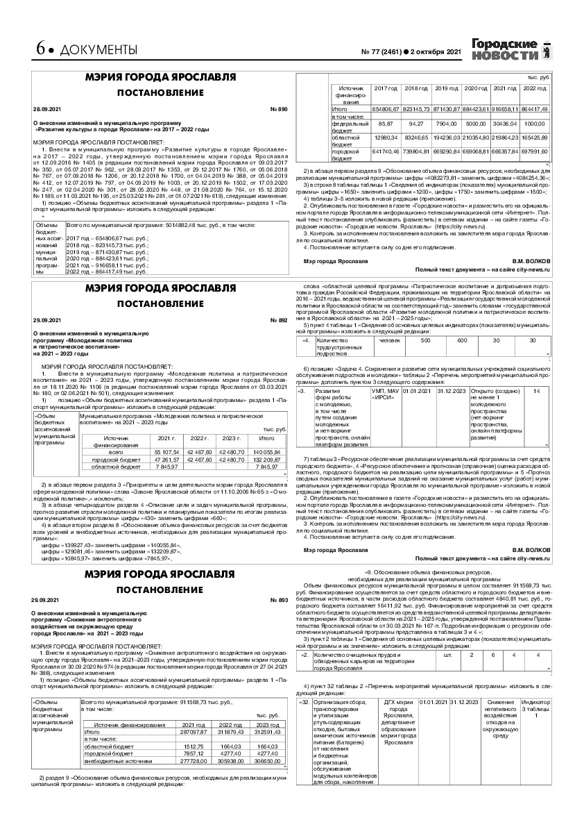 Выпуск газеты № 77 (2461) от 02.10.2021, страница 6.