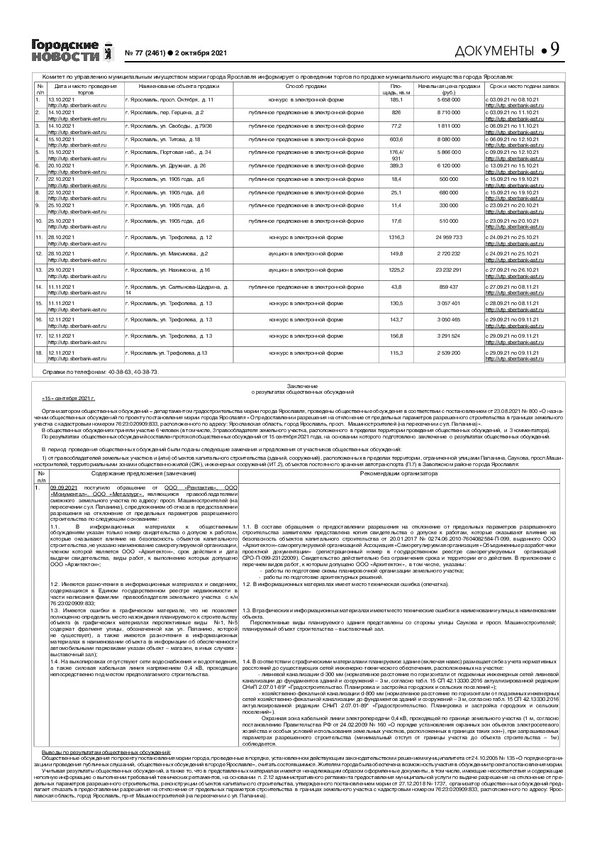 Выпуск газеты № 77 (2461) от 02.10.2021, страница 9.