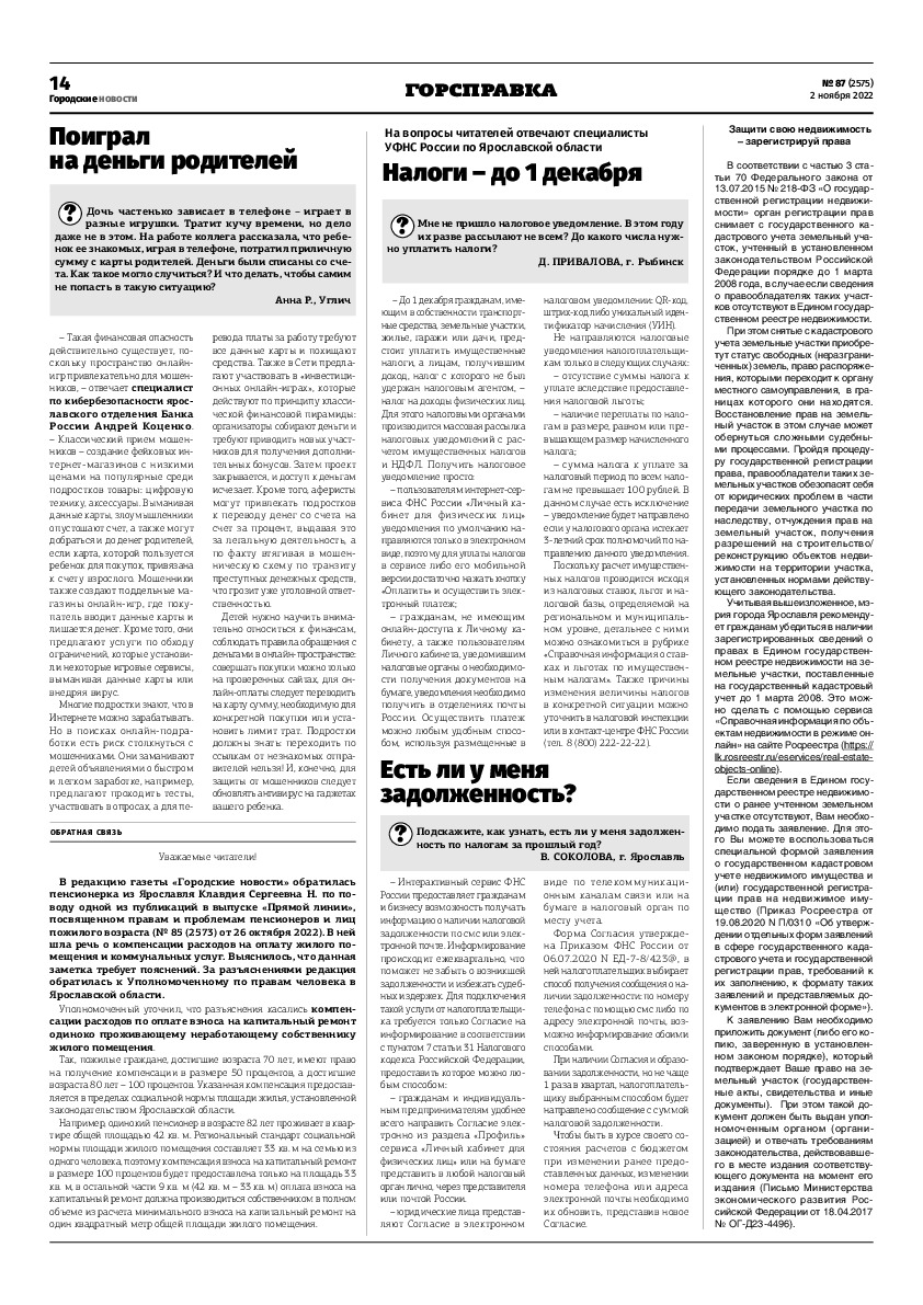 Выпуск газеты № 87 (2575) от 02.11.2022, страница 13.