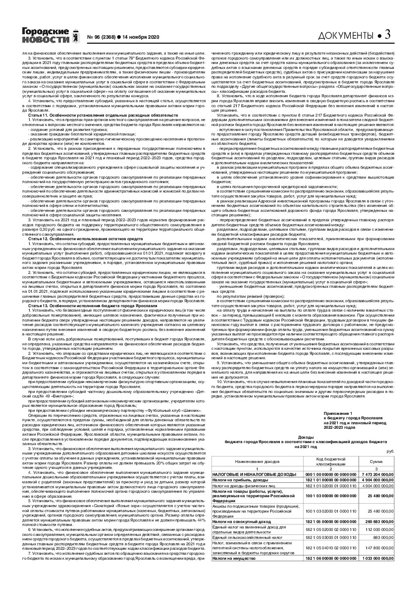 Выпуск газеты № 96 (2368) от 14.11.2020, страница 3.